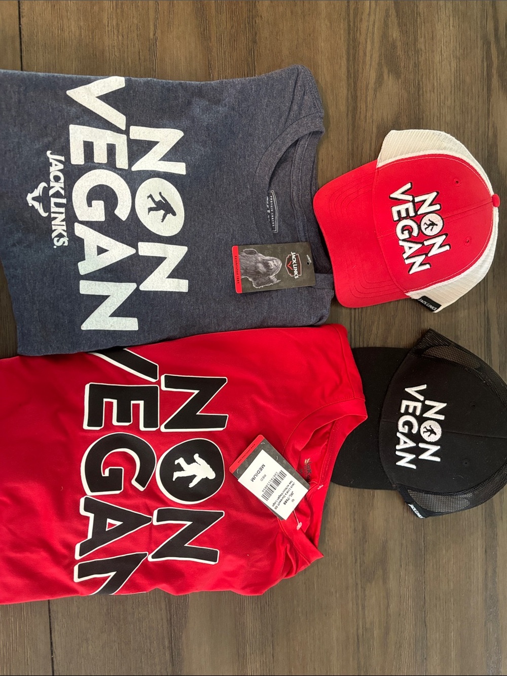 “Non Vegan" Graphic Tees and hats NWT
